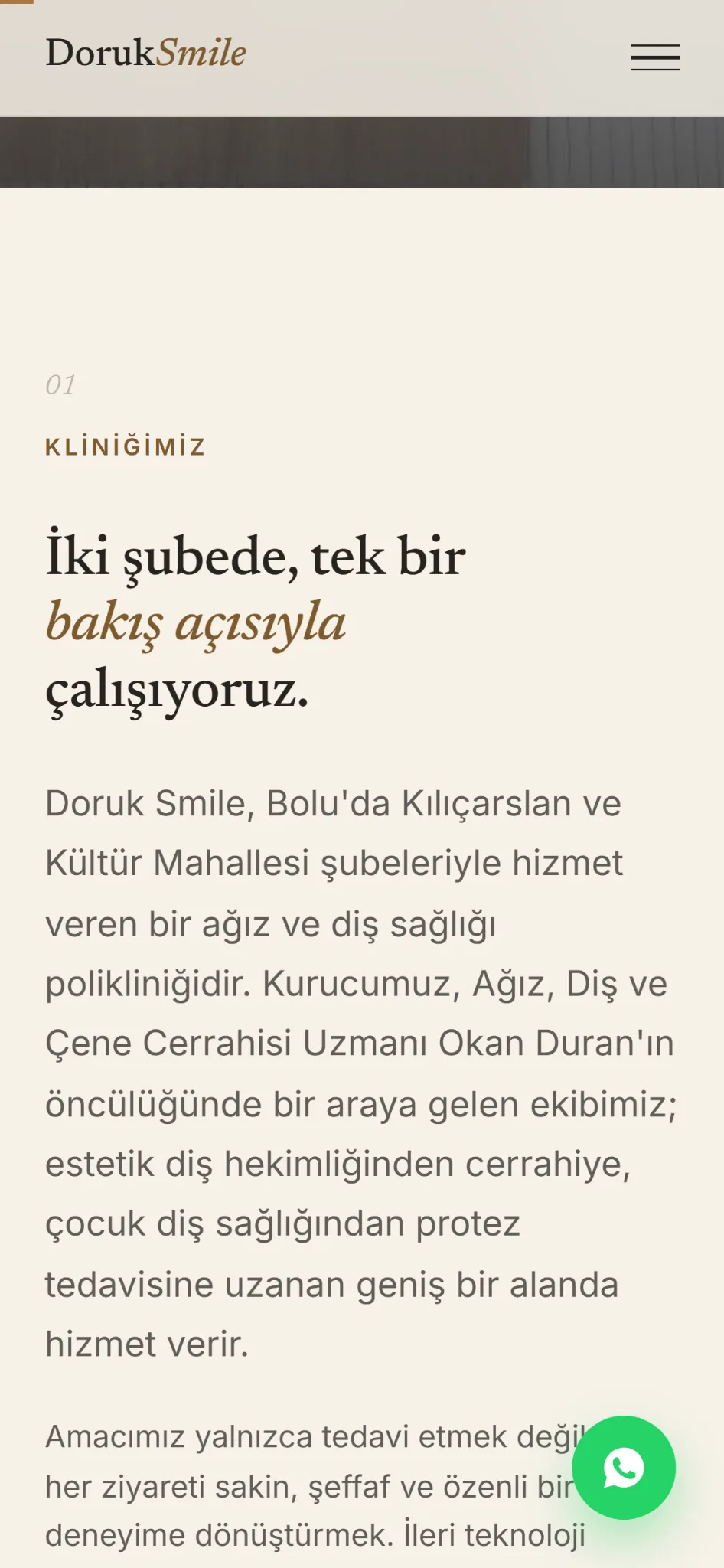 Doruk Smile mobil klinik bölümü