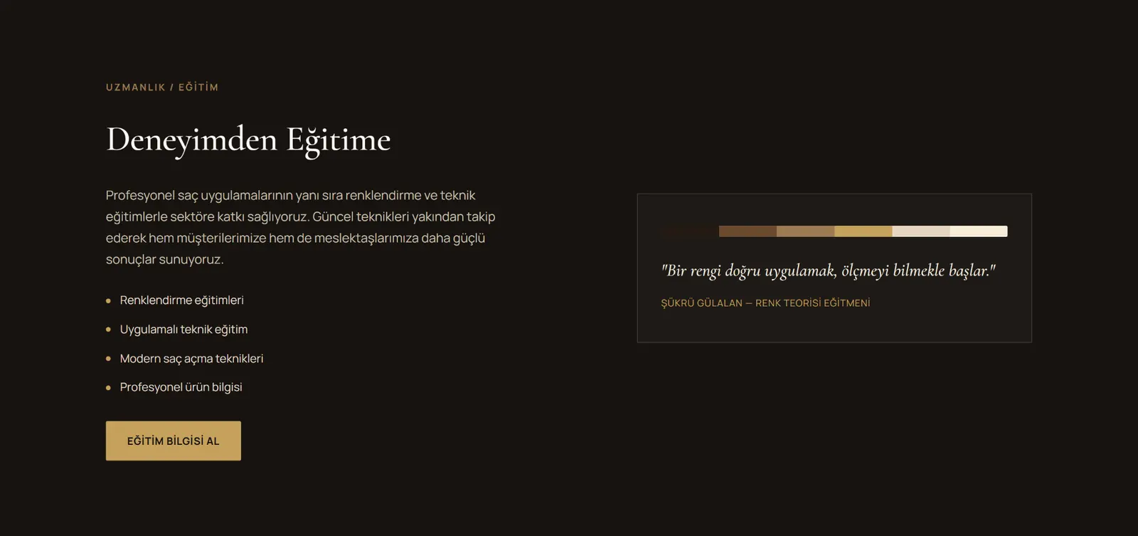 Şükrü Gülalan Hair Studio eğitim bölümü